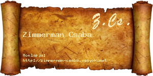 Zimmerman Csaba névjegykártya